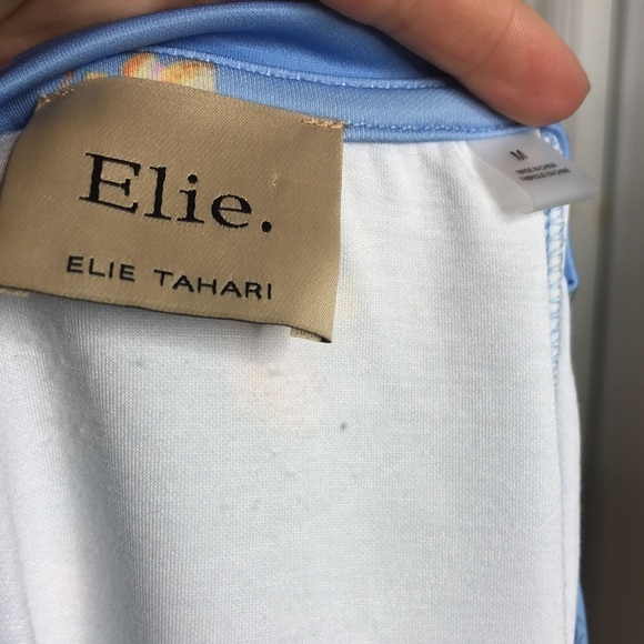 Elie Elie Tahari Bright Blue Floral Pullover M Snag - Picture 6 of 7